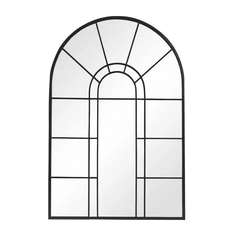 Miroir Mural Décoratif Dovelina à Cadre Métallique Motif Fenêtre