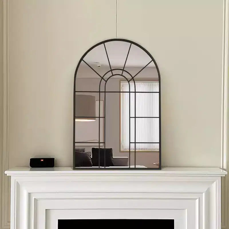 Miroir Mural Décoratif Dovelina à Cadre Métallique Motif Fenêtre