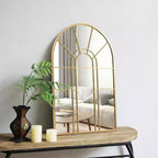 Miroir Mural Décoratif Dovelina à Cadre Métallique Motif Fenêtre