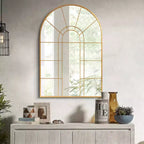 Miroir Mural Décoratif Dovelina à Cadre Métallique Motif Fenêtre