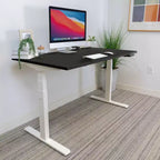 Mount-It! Bureau debout électrique à deux moteurs avec plateau de 140 cm, noir et blanc