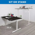 Mount-It! Bureau debout électrique à deux moteurs avec plateau de 140 cm, noir et blanc