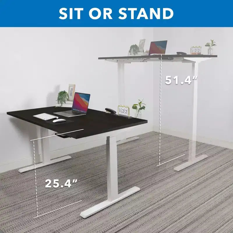 Mount-It! Bureau debout électrique à deux moteurs avec plateau de 140 cm, noir et blanc