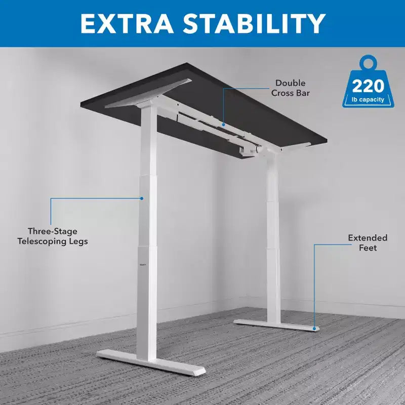 Mount-It! Bureau debout électrique à deux moteurs avec plateau de 140 cm, noir et blanc