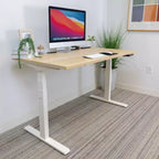 Mount-It! Bureau électrique assis-debout à deux moteurs avec plateau de 55 po, érable et blanc
