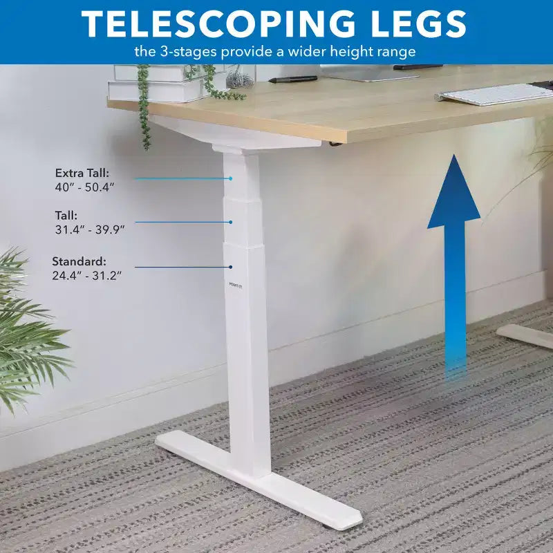 Mount-It! Bureau électrique assis-debout à deux moteurs avec plateau de 55 po, érable et blanc
