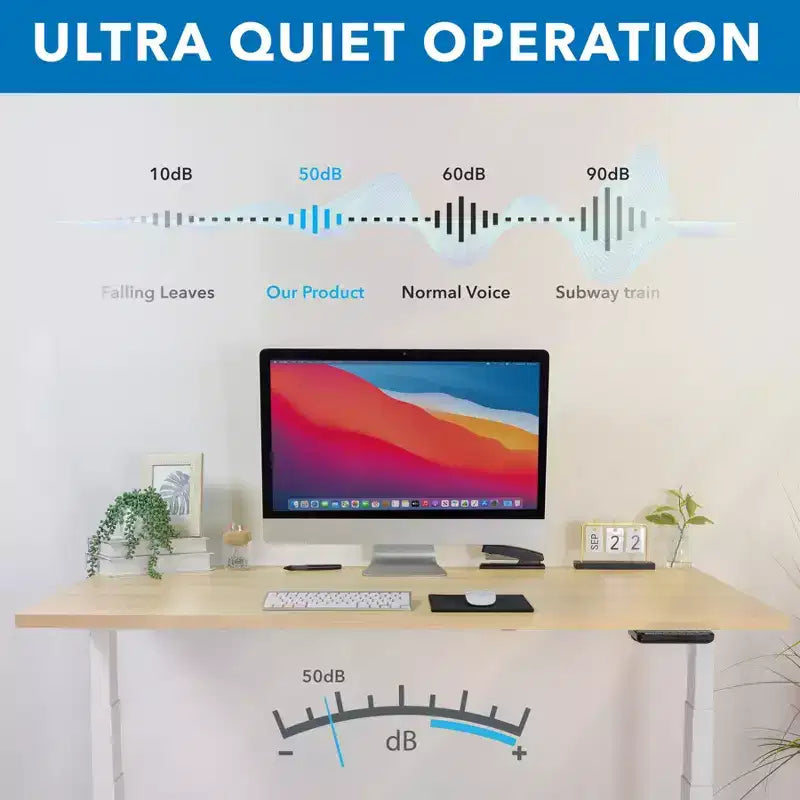 Mount-It! Bureau électrique assis-debout à deux moteurs avec plateau de 55 po, érable et blanc