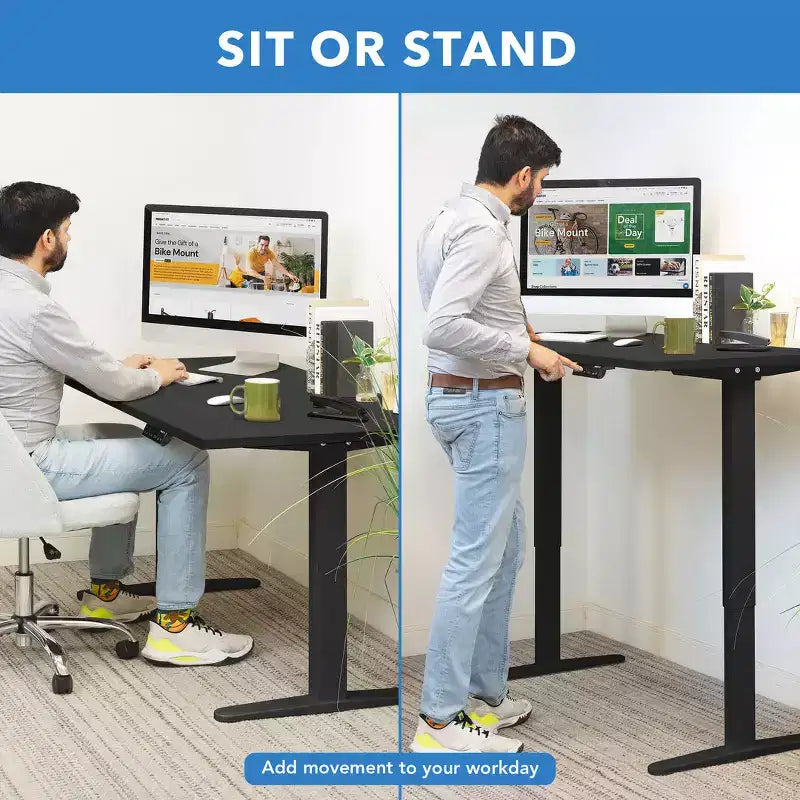 Mount-It! Bureau électrique assis-debout à deux moteurs avec plateau de 55 po, noir