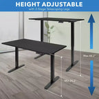 Mount-It! Bureau électrique assis-debout à deux moteurs avec plateau de 55 po, noir