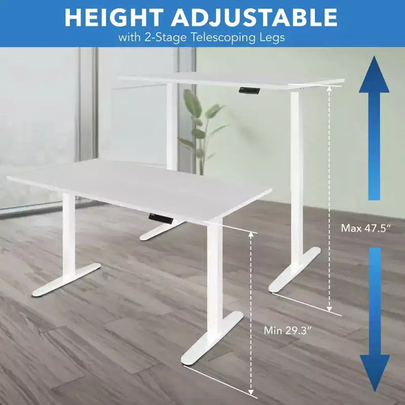 Mount-It! Bureau debout électrique avec plateau de 48, blanc