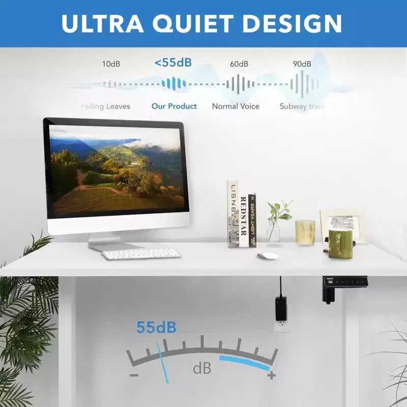 Mount-It! Bureau debout électrique avec plateau de 48, blanc