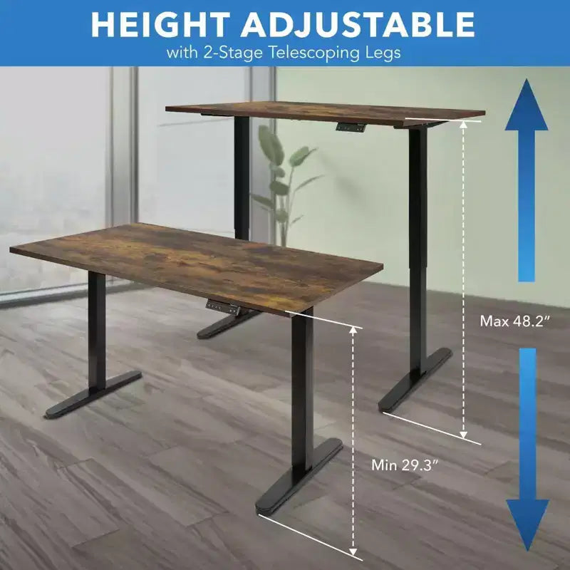 Mount-It! Bureau debout électrique à double moteur avec plateau de 55", chêne et noir