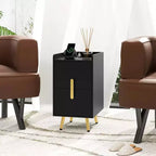 Table de chevet Costway avec station de charge, tables d'appoint de canapé avec 2 tiroirs, café/blanc/noir