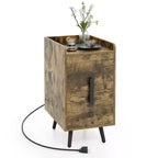 Table de chevet Costway avec station de charge, tables d'appoint de canapé avec 2 tiroirs, café/blanc/noir