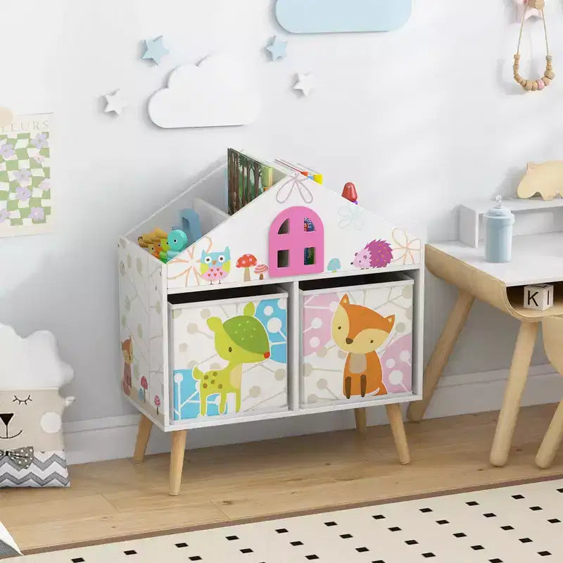 Costway Étagère de poupée pour enfants Bibliothèque pour tout-petits Rangement et organisateur de jouets Idéal pour un cadeau