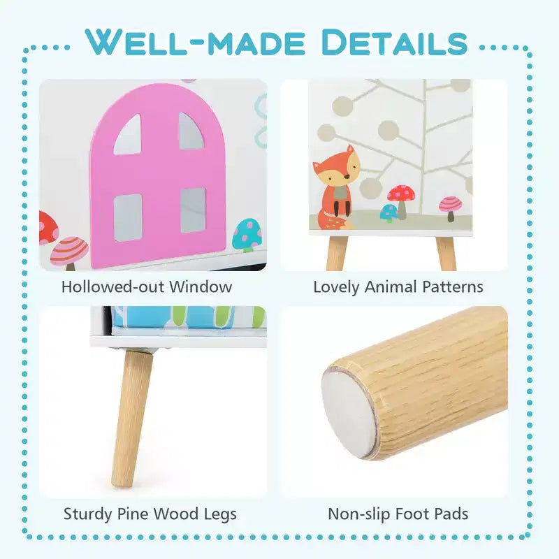 Costway Étagère de poupée pour enfants Bibliothèque pour tout-petits Rangement et organisateur de jouets Idéal pour un cadeau