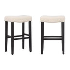 Tabouret de bar WestinTrends 29" avec siège rembourré en selle (lot de 2), noir/beige