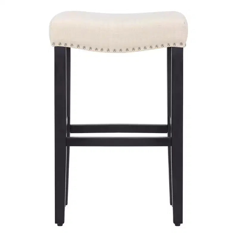 Tabouret de bar WestinTrends 29" avec siège rembourré en selle (lot de 2), noir/beige