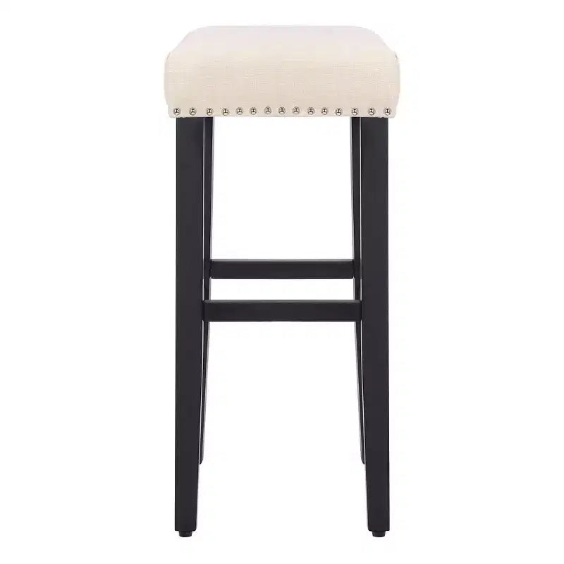 Tabouret de bar WestinTrends 29" avec siège rembourré en selle (lot de 2), noir/beige