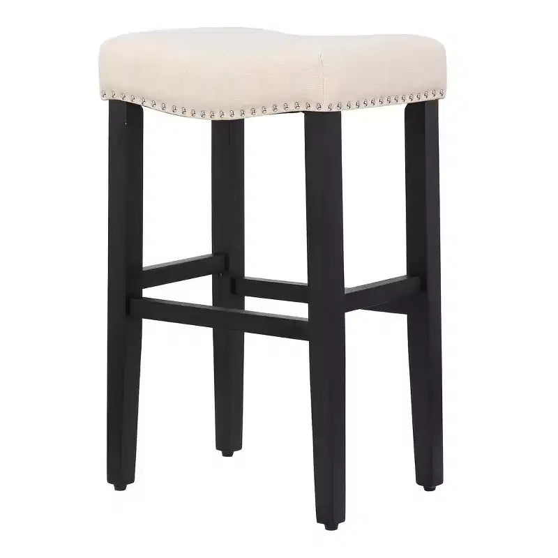 Tabouret de bar WestinTrends 29" avec siège rembourré en selle (lot de 2), noir/beige