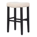 Tabouret de bar WestinTrends 29" avec siège rembourré en selle (lot de 2), noir/beige