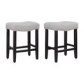 WestinTrends 24 Upholstered Saddle Seat Counter Stool (Set of 2), Black/Gray
