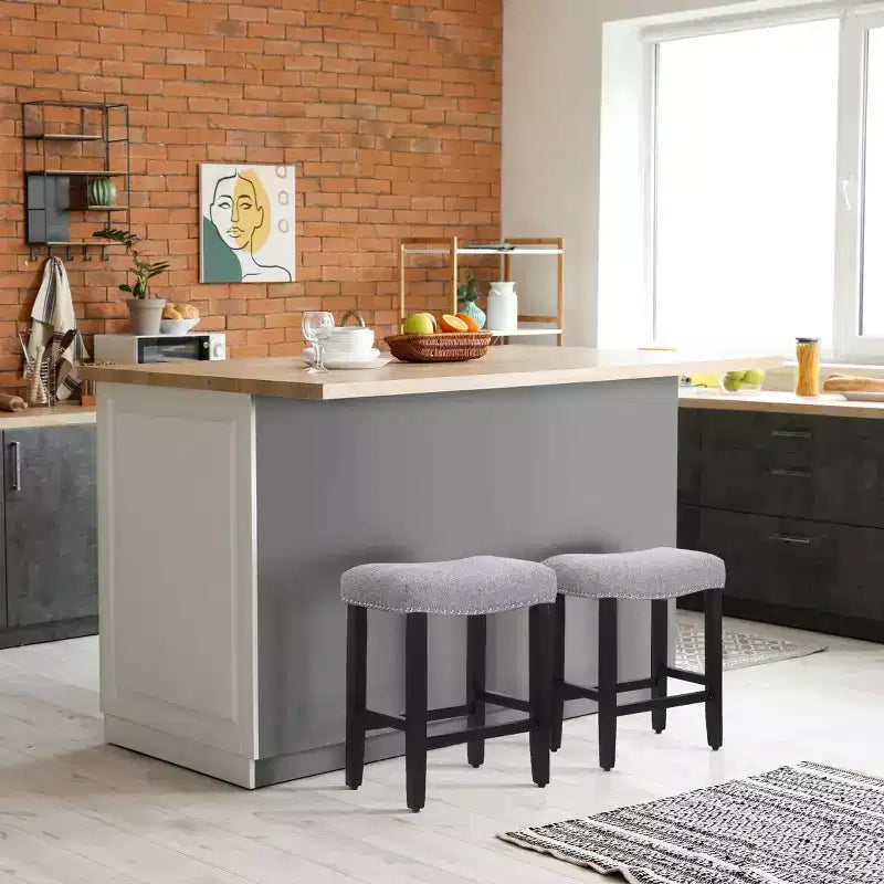 WestinTrends Tabouret de bar à selle rembourré (lot de 2), noir/gris