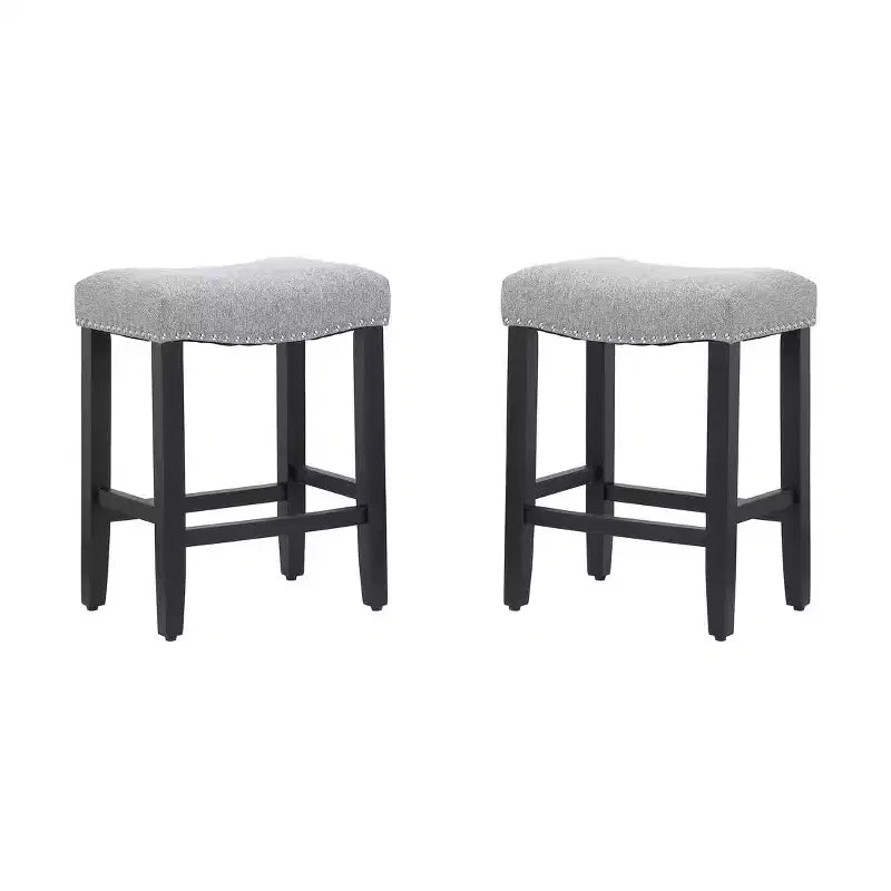 WestinTrends Tabouret de bar à selle rembourré (lot de 2), noir/gris