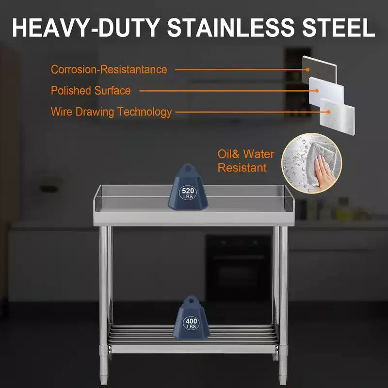 Table de travail en acier inoxydable