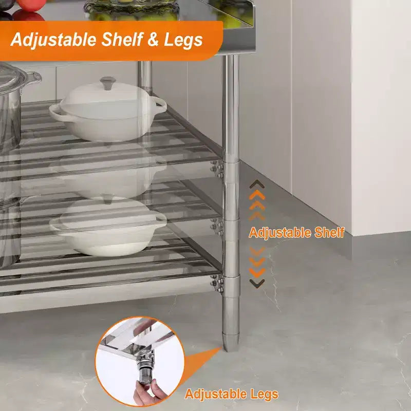 Table de travail en acier inoxydable