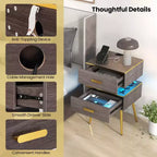 Costway Table de chevet 1/2 pièces avec station de charge Tables d'appoint de canapé avec 2 tiroirs Gris