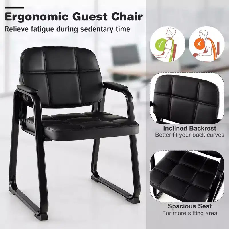Chaise de salle d'attente Costway, lot de 2/4 chaises de conférence/visiteur rembourrées avec accoudoirs, noir