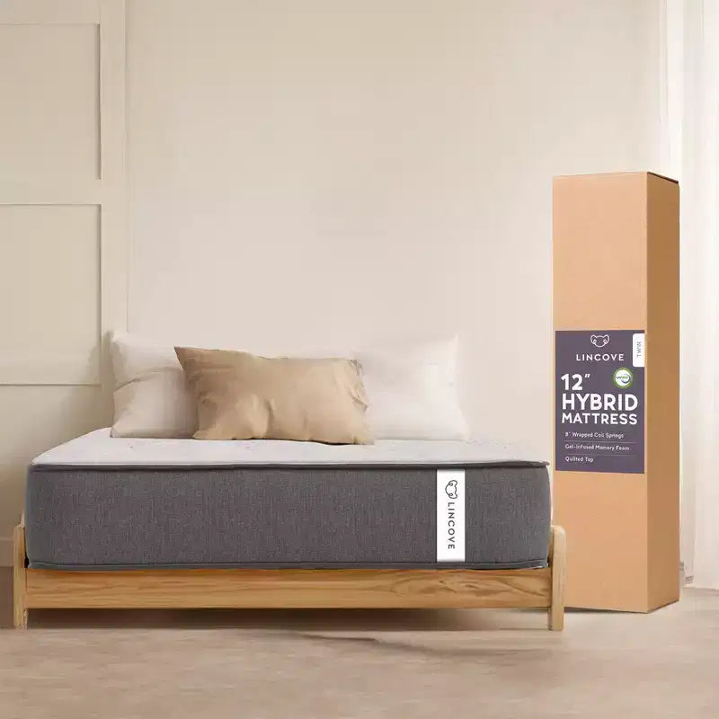 Lincove 12 Inch Spring Hybrid and Memory Foam Mattress - Medium Firm Mattress CertiPUR-US Certified - Adaptive Support, Pressure Relief - Made in USA