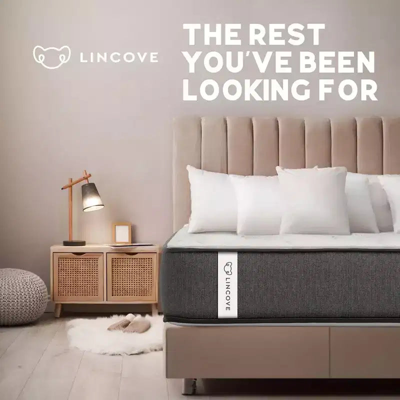 Matelas hybride à ressorts et à mémoire de forme Lincove 12 pouces - Matelas mi-ferme certifié CertiPUR-US - Soutien adaptatif, soulagement de la pression - Fabriqué aux États-Unis