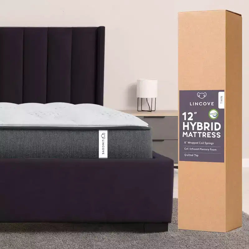 Matelas hybride à ressorts et à mémoire de forme Lincove 12 pouces - Matelas mi-ferme certifié CertiPUR-US - Soutien adaptatif, soulagement de la pression - Fabriqué aux États-Unis