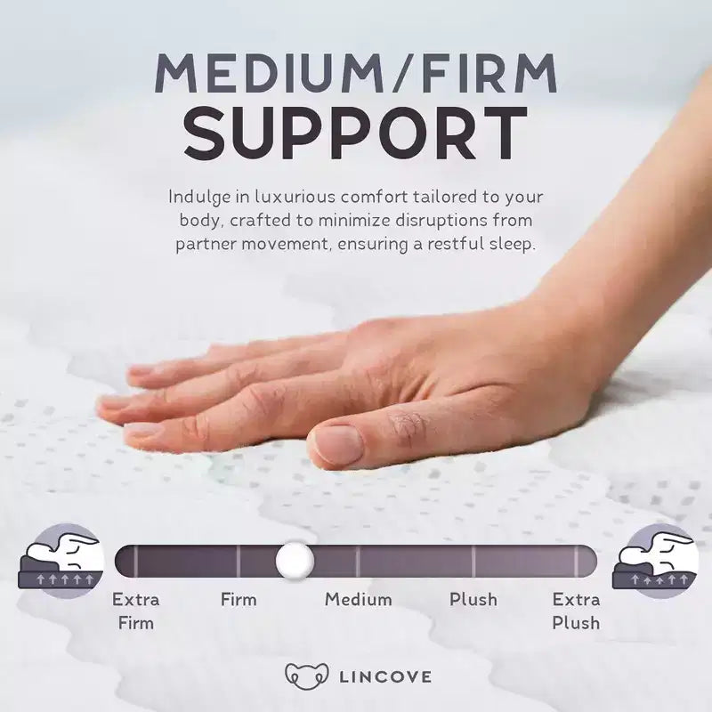 Matelas hybride à ressorts et à mémoire de forme Lincove 12 pouces - Matelas mi-ferme certifié CertiPUR-US - Soutien adaptatif, soulagement de la pression - Fabriqué aux États-Unis