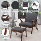 Breighton Home Prenez place Cliff Fauteuil de salon d'appoint moderne du milieu du siècle avec ottoman