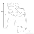 Chaise de salle à manger moderne LeisureMod Milan en acrylique – Design filaire élégant avec pieds en métal, chaise durable, empilable et légère pour cuisine, salle à manger