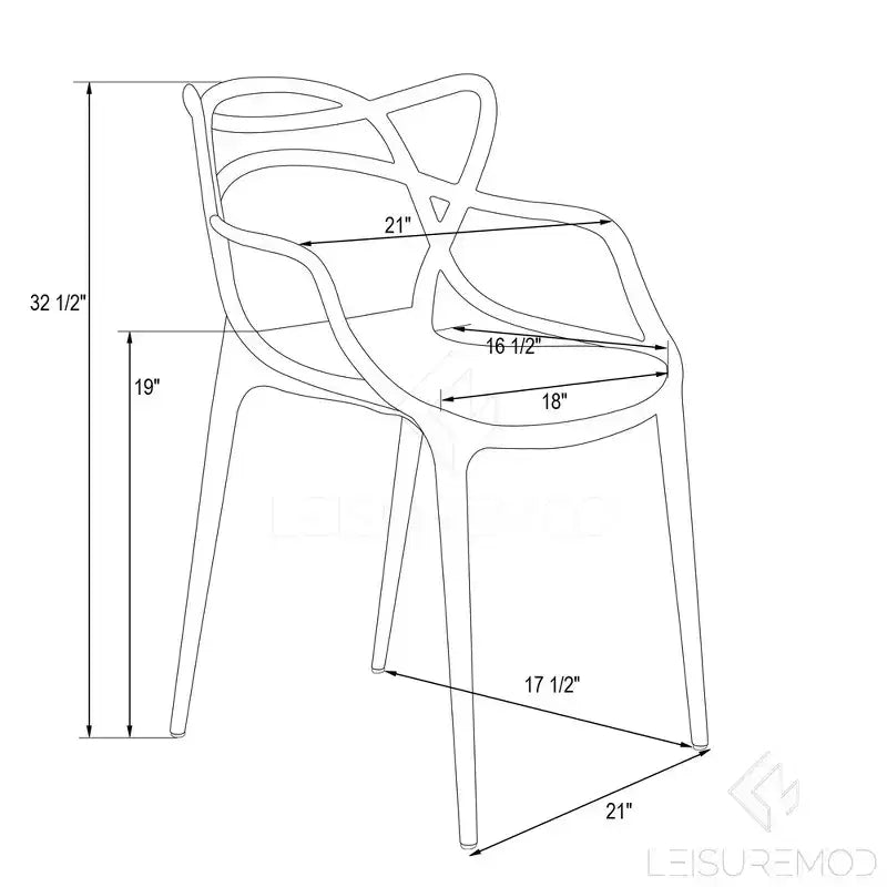 Chaise de salle à manger moderne LeisureMod Milan en acrylique – Design filaire élégant avec pieds en métal, chaise durable, empilable et légère pour cuisine, salle à manger