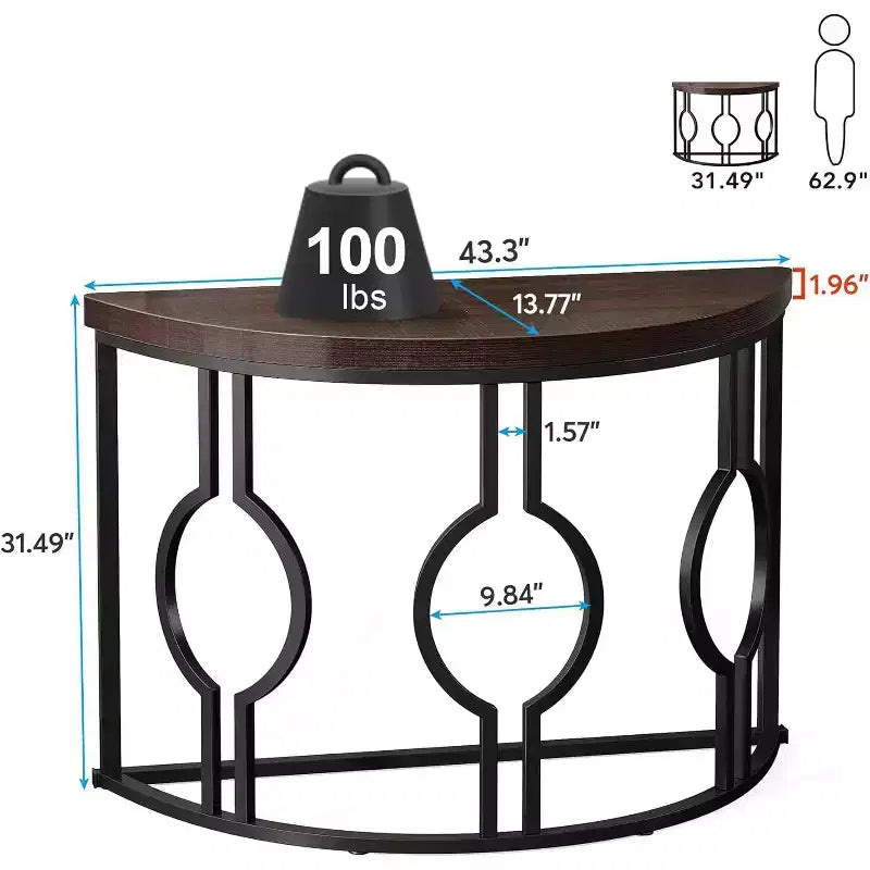 Tribesigns Table console demi-lune de 43 pouces