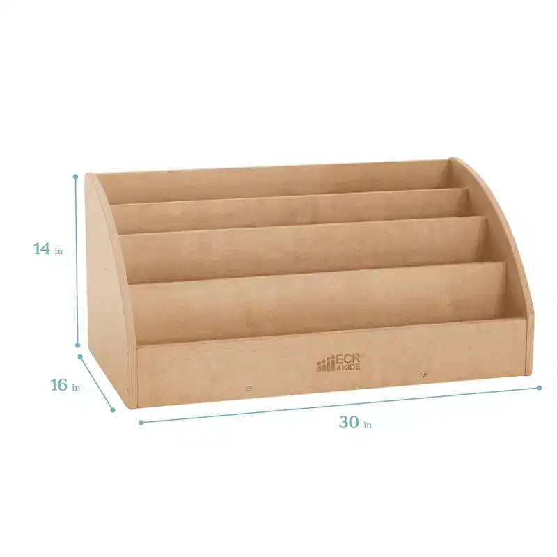 Présentoir à livres pour tout-petits en bois, orienté vers l'avant, ECR4Kids, étagère pour débutants