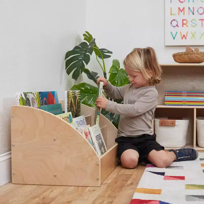 Présentoir à livres pour tout-petits en bois, orienté vers l'avant, ECR4Kids, étagère pour débutants