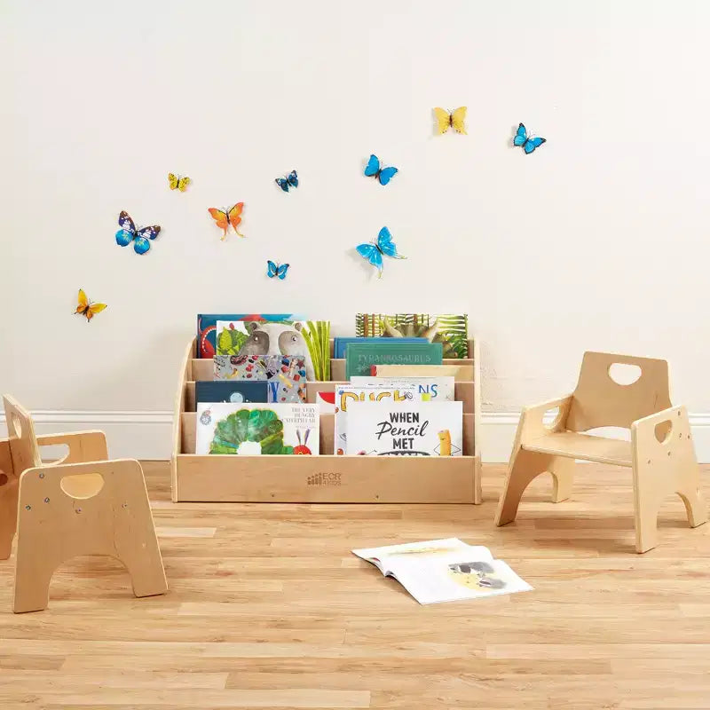 Présentoir à livres pour tout-petits en bois, orienté vers l'avant, ECR4Kids, étagère pour débutants
