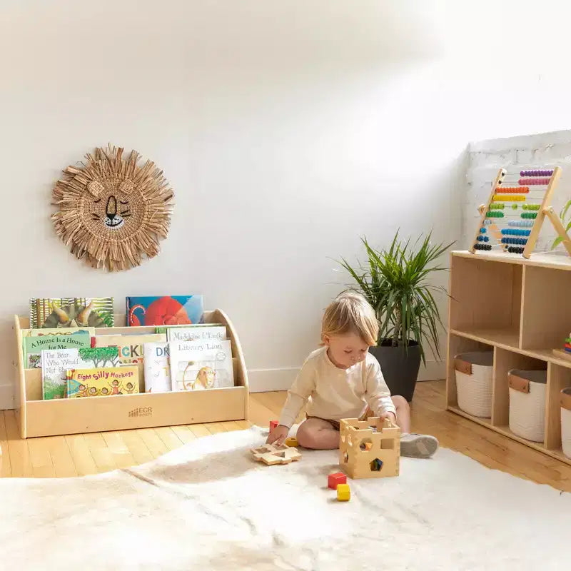 Présentoir à livres pour tout-petits en bois, orienté vers l'avant, ECR4Kids, étagère pour débutants