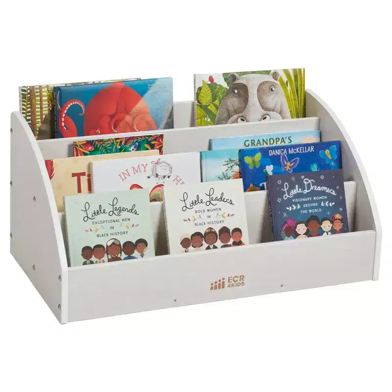 Présentoir à livres pour tout-petits en bois, orienté vers l'avant, ECR4Kids, étagère pour débutants
