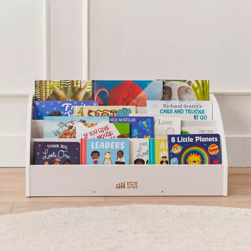 Présentoir à livres pour tout-petits en bois, orienté vers l'avant, ECR4Kids, étagère pour débutants
