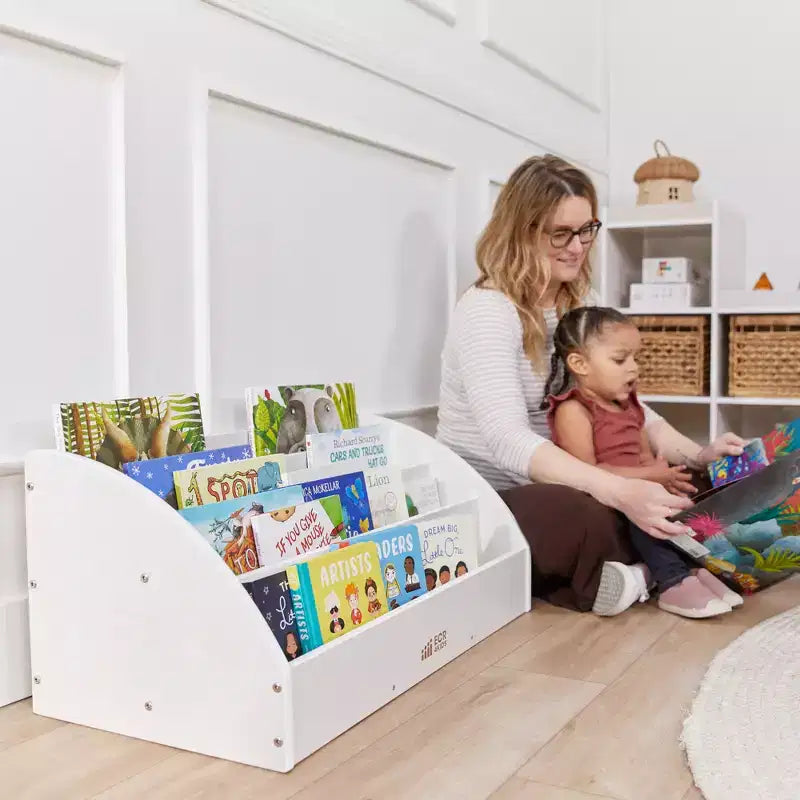 Présentoir à livres pour tout-petits en bois, orienté vers l'avant, ECR4Kids, étagère pour débutants