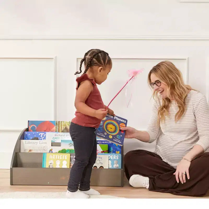 Présentoir à livres pour tout-petits en bois, orienté vers l'avant, ECR4Kids, étagère pour débutants
