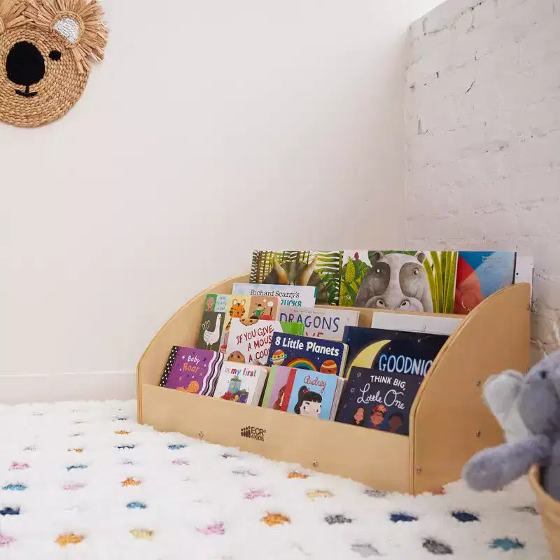 Présentoir à livres pour tout-petits en bois, orienté vers l'avant, ECR4Kids, étagère pour débutants
