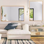 Miroir mural décoratif rectangulaire Dovelina à cadre métallique moderne